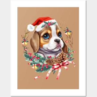 Christmas Dog Beagle Posters and Art